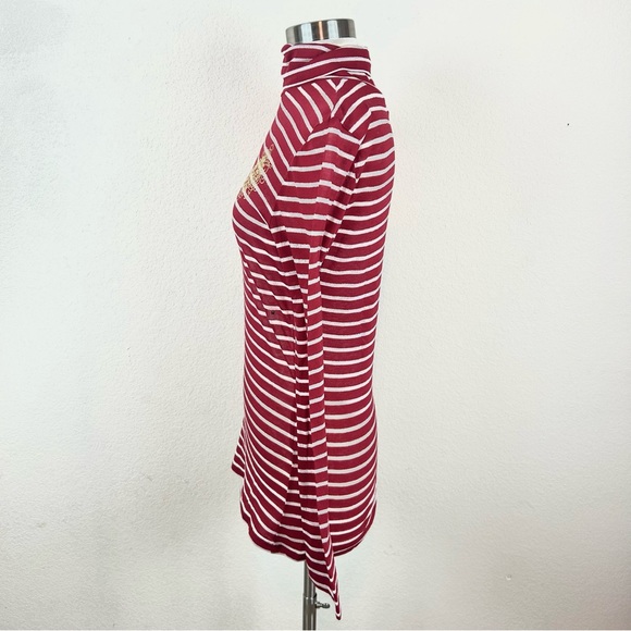 Express Red Striped Embroidered Rhinestone Turtleneck Long sleeve Top - Picture 4 of 12